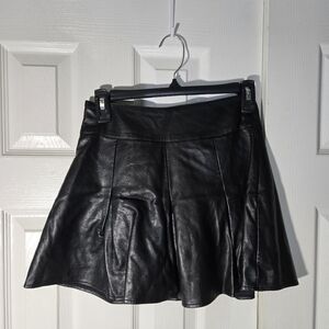 Black Faux Leather Skort Pockets S